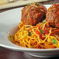 Spaghetti With Meatballs · Italy's most popular pasta served with Russo's Chianti braised meat sauce or homemade marina...
