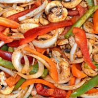 Veggie Fajita  · Grilled eggplant, zucchini, onions, tomatoes and bell peppers. served with rice, pinto beans...