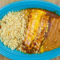 Cheese Enchiladas · Chile gravy and cheese.