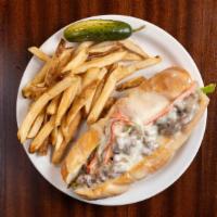 Cheesesteak · Shaved rib eye, grilled onions and peppers with provolone on a hoagie. A Philly favorite!
Se...