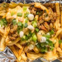 Seafood Loaded Fries · Loaded French Fries with Sautéed Shrimp and Crawfish Tails, bacon, cheese, Chives, Sour Crea...