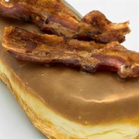 Bacon Maple Bar · Raised yeast doughnut with maple frosting and bacon on top!
