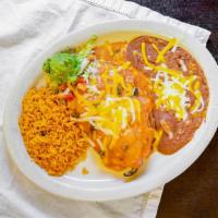 Chile Relleno · Your choice of shredded chicken, ground beef or cheese chile relleno, topped with ranchero s...