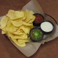 Trio Dip & Chips · Salsa, house-made guacamole & white queso