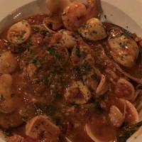 Seafood La Bistro · Sautéed shrimp, clams, scallops, calamari and muscles in a traditional red or white sauce se...