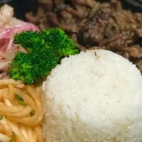 Bulgogi Beef · Grilled sliced beef marinated with soy sauce, ginger, garlic, and more. Served with Fried/Wh...