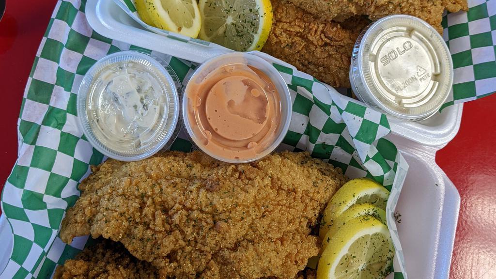 5Pc Catfish · Hand battered and deep fried.