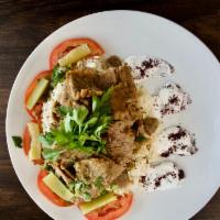 Gyro (Beef & Lamb Mix) Rice Plate · Gyro Slices served with Rice with Tzatziki Sauce on the Side
