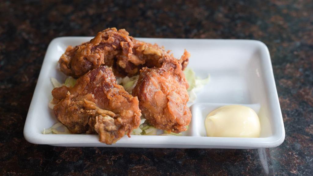 Karaage · Try our homestyle Japanese fried chicken! This family recipe offers an unique twist with a touch of ginger. Served with Japanese Mayonnaise