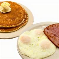 Country Breakfast · Three eggs any style with choice of bacon, ham, sausage, or smoked sausage, and Two buttermi...