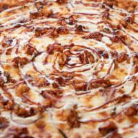 10In  Barbecue Chicken Pizza · Mozzarella, barbecue chicken, red onions, and a swirl of barbecue and ranch sauces