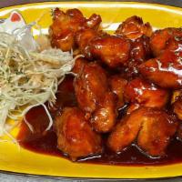 Spicy Chicken Karaage · Deep fried chicken with spicy sauce.