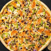 Veggie Lovers Pizza  · Mushrooms, green peppers, onions, black olives and mozzarella on a hand tossed dough.