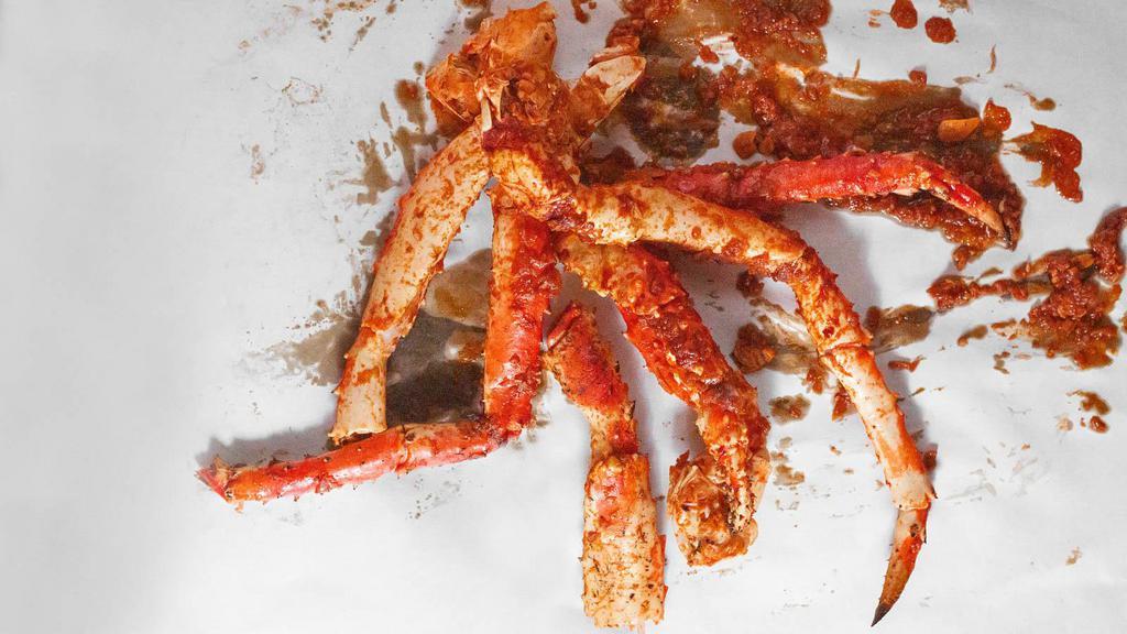 King Crabs (2-3 Claws/Legs) · The name says it all. The King of all Crabs! These meaty crab legs are worth the effort to pick and eat. Grab a pound or two and ask for one or a combination of our Garlic Butter, House Cajun Rub or Hot & Sour sauces tossed with your order and chow down folks!