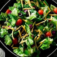 Garden Salad · Lettuce, Cheddar Cheese, Green Pepper, Red Onion, Black Olive, Grape Tomatoes