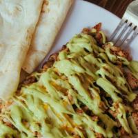 Tacos De Alambre · Carne Asada, mushroom chorizo, green bell peppers, onions, tomatoes, melted vegan cheese top...