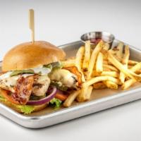 California Chicken Sand · Served with Bacon, Swiss Cheese, Avocado, and Homemade Ranch