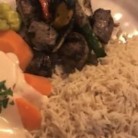 Beef Kabob · Lightly seasoned beef kabob grilled just right