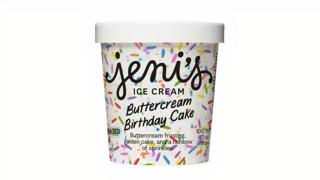 Jeni'S Buttercream Birthday Cake · By Jeni's Splendid Ice Creams. Buttercream frosting, golden cake, and a rainbow of sprinkles. Contain dairy. We cannot make substitutions.