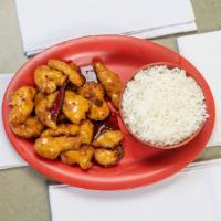 Orange Chicken · Hot and Spicy. Sauteed in brown sauce and stir fried fish orange peels.