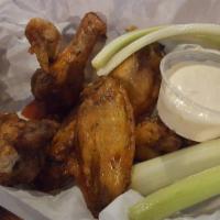 Wings (8) · Drumsticks & flats tossed in your choice of house made sauce with celery sticks and your cho...
