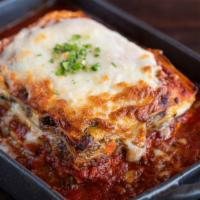 Chef Russo’S Classic Lasagna · Fresh pasta layered with Chianti-braised beef, Italian cheeses, and Russo’s Bolognese meat s...