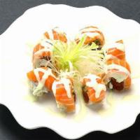 Frisco Roll · Spicy tuna with fresh salmon, creamy wasabi sauce