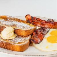 French Toast Combo · Served with two eggs made fresh to order. Your choice of protein: . Hardwood Smoked Bacon, S...