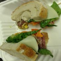 Londonport Roast Beef Sandwich · Come with mayonnaise, romaine, tomato, marinated carrots, alfalfa sprouts & provolone. Choic...