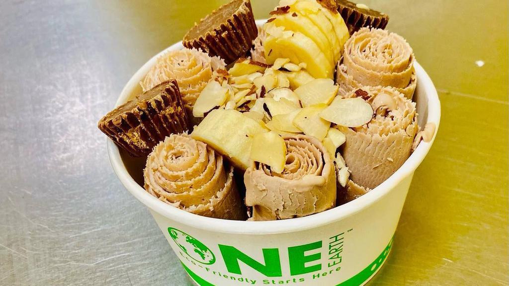 Gym Time · Protein chocolate ice cream, bananas, peanut butter cup, almonds.