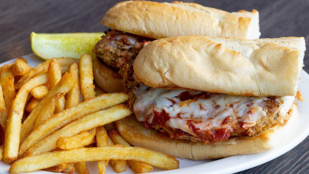 Chicken Parmesan Sandwich · Grilled chicken breast, fresh tomato sauce and melted mozzarella cheese served on a fresh baked roll.