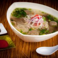 The Un-Pho-Gettable Pho · Eye round beef, brisket, beef balls and rice noodles in beef broth. Gluten free available up...