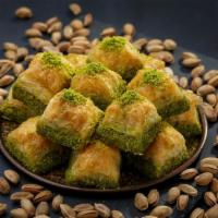 Baklava · Filled with chopped nuts and perfectly sweetened with honey.