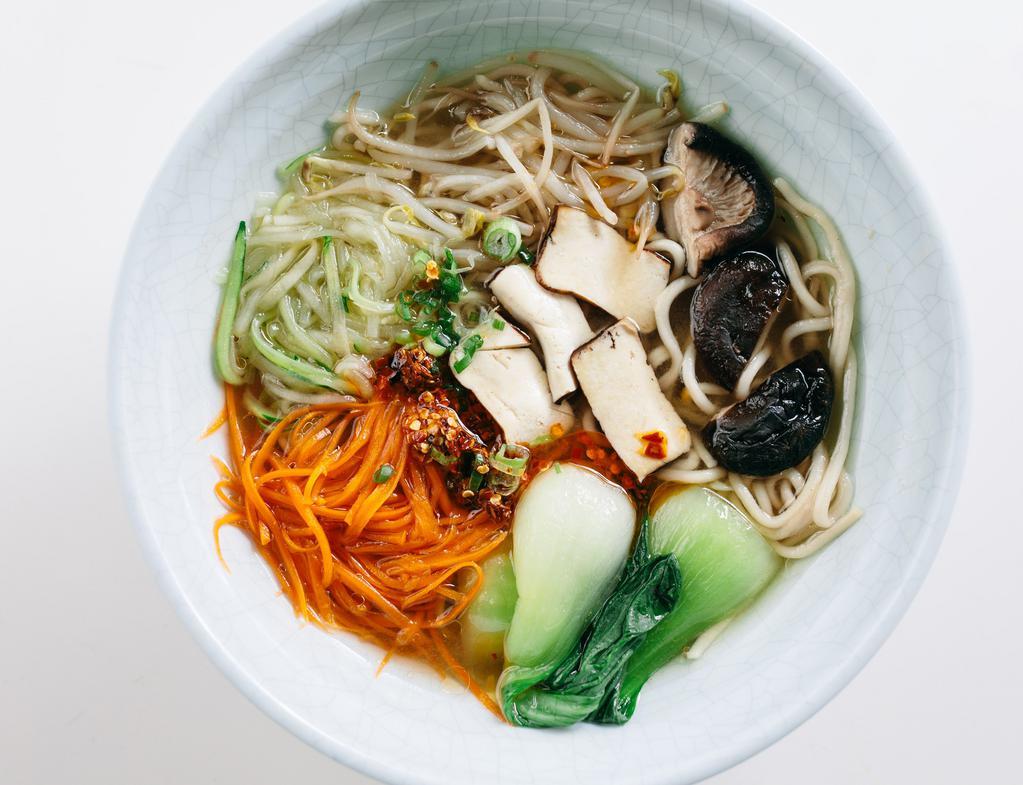 Vegetarian Soup Noodle · Vegetable medley with noodles in aromatic vegetable broth.