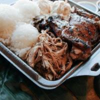 Classic Ekolu · Original Ekolu - teriyaki steak, teriyaki chicken, and kalua pig served on a bed of cabbage ...