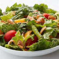 Pake Salad No Meat · Romaine salad served with grape tomatoes, mandarin oranges, green onions, wonton chips, and ...