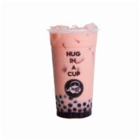 Strawberry Milk Tea · Hand-crafted Green milk tea with Strawberry juice, made of real fruit