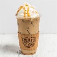 Salted Caramel Latte · Sweet, a little salty, topped with whipped cream and caramel drizzle