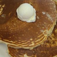 Short Stack Pancakes (2) · Served with warm syrup and real whipped butter.
