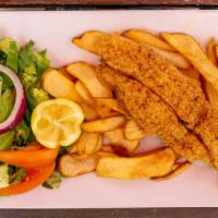 Fried Catfish · Tender premium catfish lightly breaded with our traditional recipe served with French fries,...