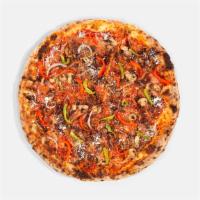 Vegetable Pizza · Marinara, mozzarella, mushrooms, onions, olives, tomatoes, spinach and bell peppers. That's ...