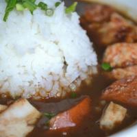 Crawfish Étouffée · Crawfish tails simmered in étouffée sauce served with steamed white rice. 2,000 calories per...