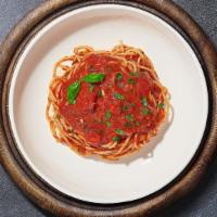 Spaghetti Tomae · Fresh spaghetti served with tomato sauce and your choice of meat and additional toppings.