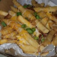 Bacon Cheese Fries · shredded cheese, bacon and green onions over french fries served with ranch
