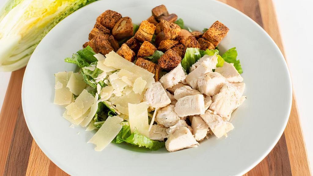 Chicken Caesar Salad · Romaine, Croutons, Parmesan Cheese, eggless Caesar Dressing