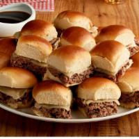 Beefeater Sliders Tray (4990 Cal) · Hot roast beef with provolone and mayo on tasty potato slider buns. Served with au jus on th...