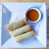 Spring Rolls · Two pieces. Soft spring rolls stuffed with shrimp or tofu, vermicelli, carrots, mint leaves,...