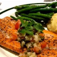 Ruby Red Trout · Served with a lemon caper salsa (gluten free)
