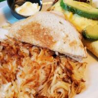 Build Your Own Omelette · Choose up to three items: ham, bacon, avocado, mushrooms, black beans, onions, swiss cheese,...