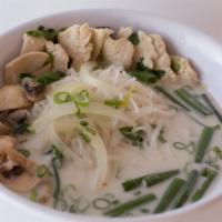 Tom Kha Noodle Soup · Rich and creamy Coconut based soup with exotic spices and Thai chili: coconut milk, mushroom...